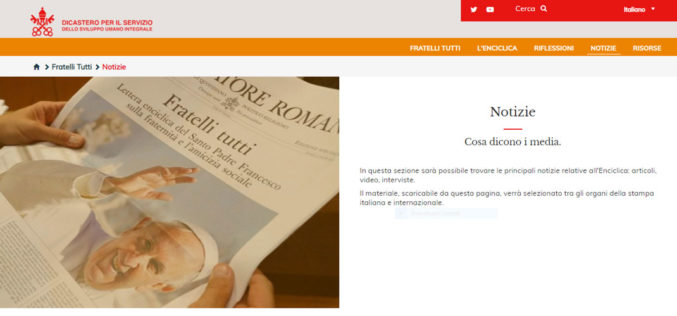 Отворена интернет страница посветена на енцикликата „Fratelli tutti“