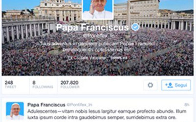 Папата на твитер пишува за единството на христијаните