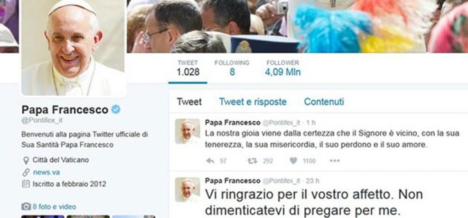 Папата на Твитер: Бог знае подобро од нас што ни е потребно