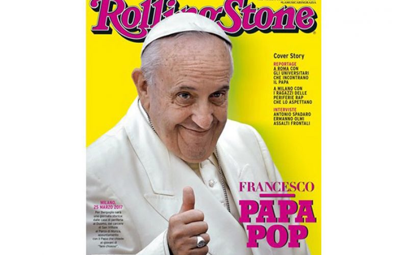 Папата на насловната страница на списанието Ролинг Стоне